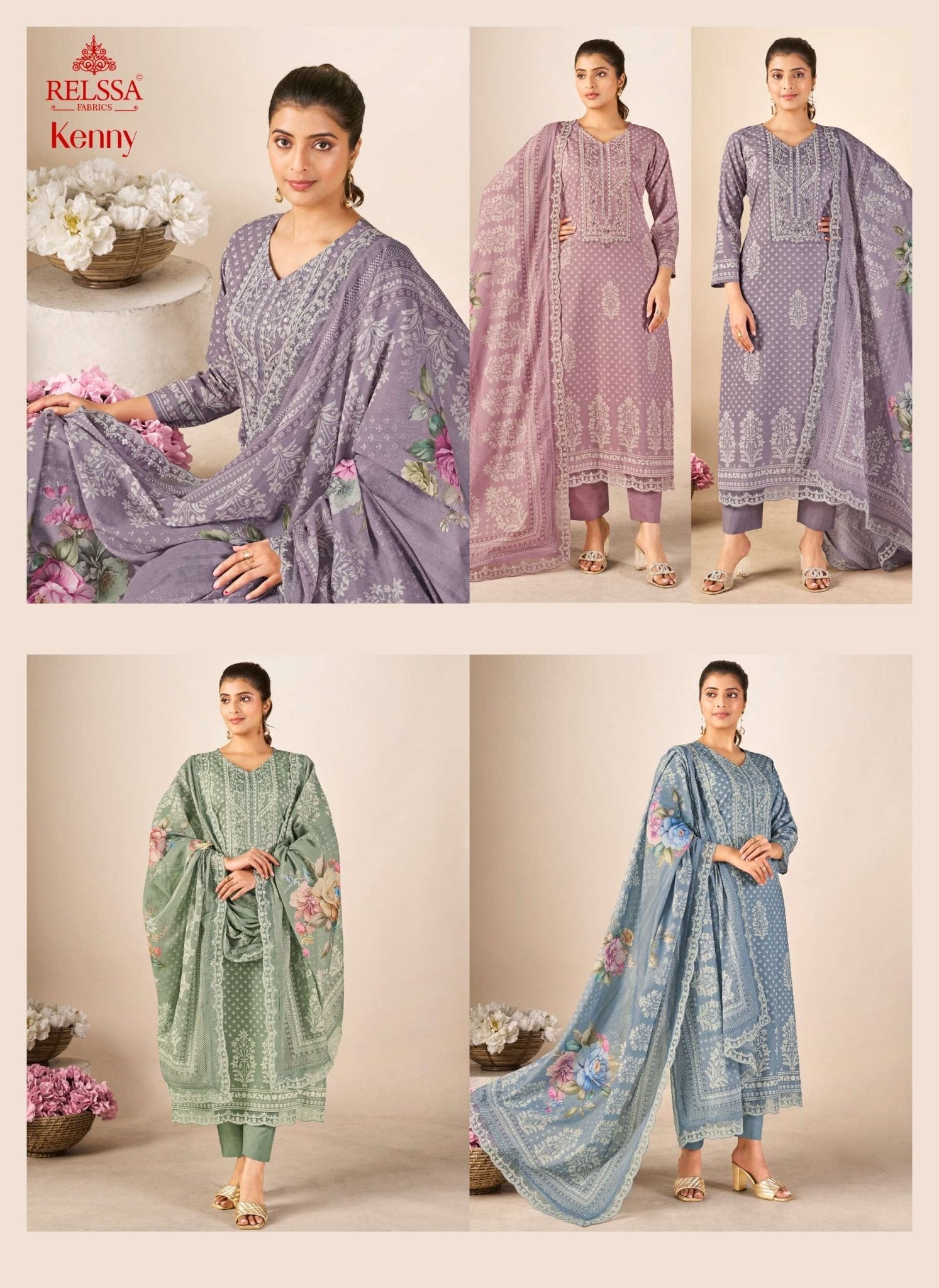 Relssa Fabrics Kenny Premium Cotton Lawn Dress Material - Amrah Wholesale