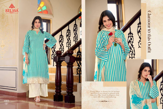Relssa Fabrics Khush Pure Giza Satin Digital Printed Dress Material