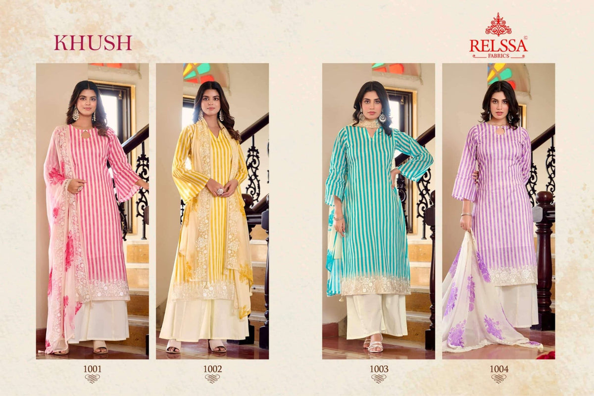 Relssa Fabrics Khush Pure Giza Satin Digital Printed Dress Material - Amrah Wholesale