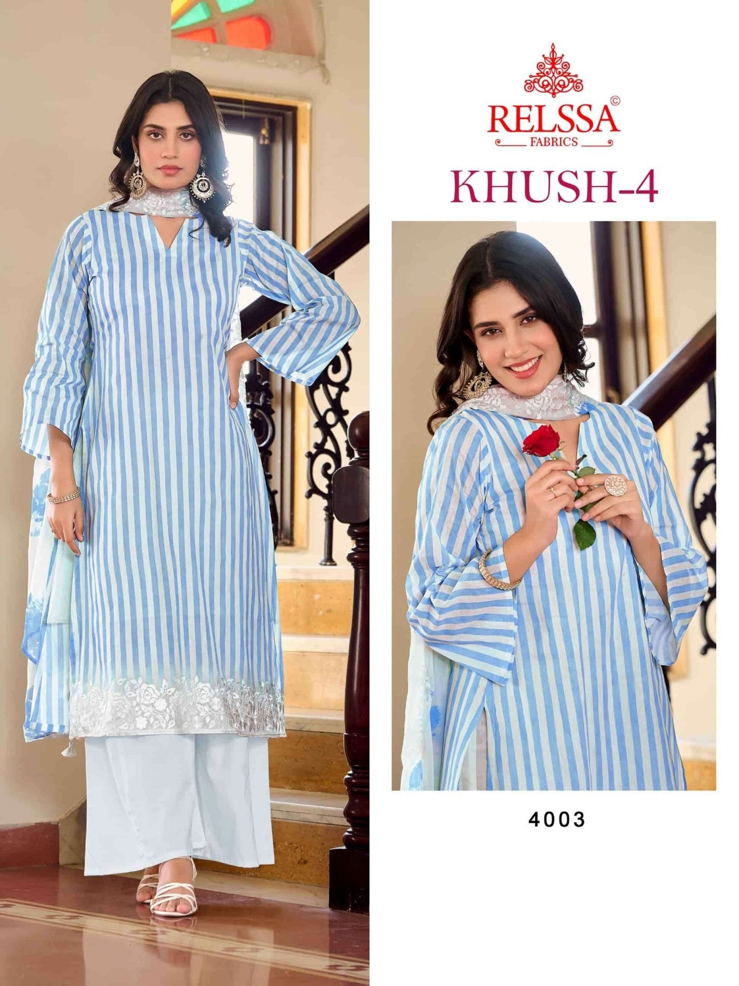 Relssa Fabrics Khush Vol 4 Premium Giza Satin Dress Material - Amrah Wholesale