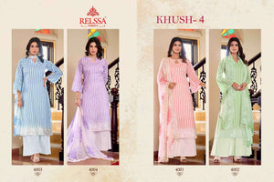 Relssa Fabrics Khush Vol 4 Premium Giza Satin Dress Material - Amrah Wholesale