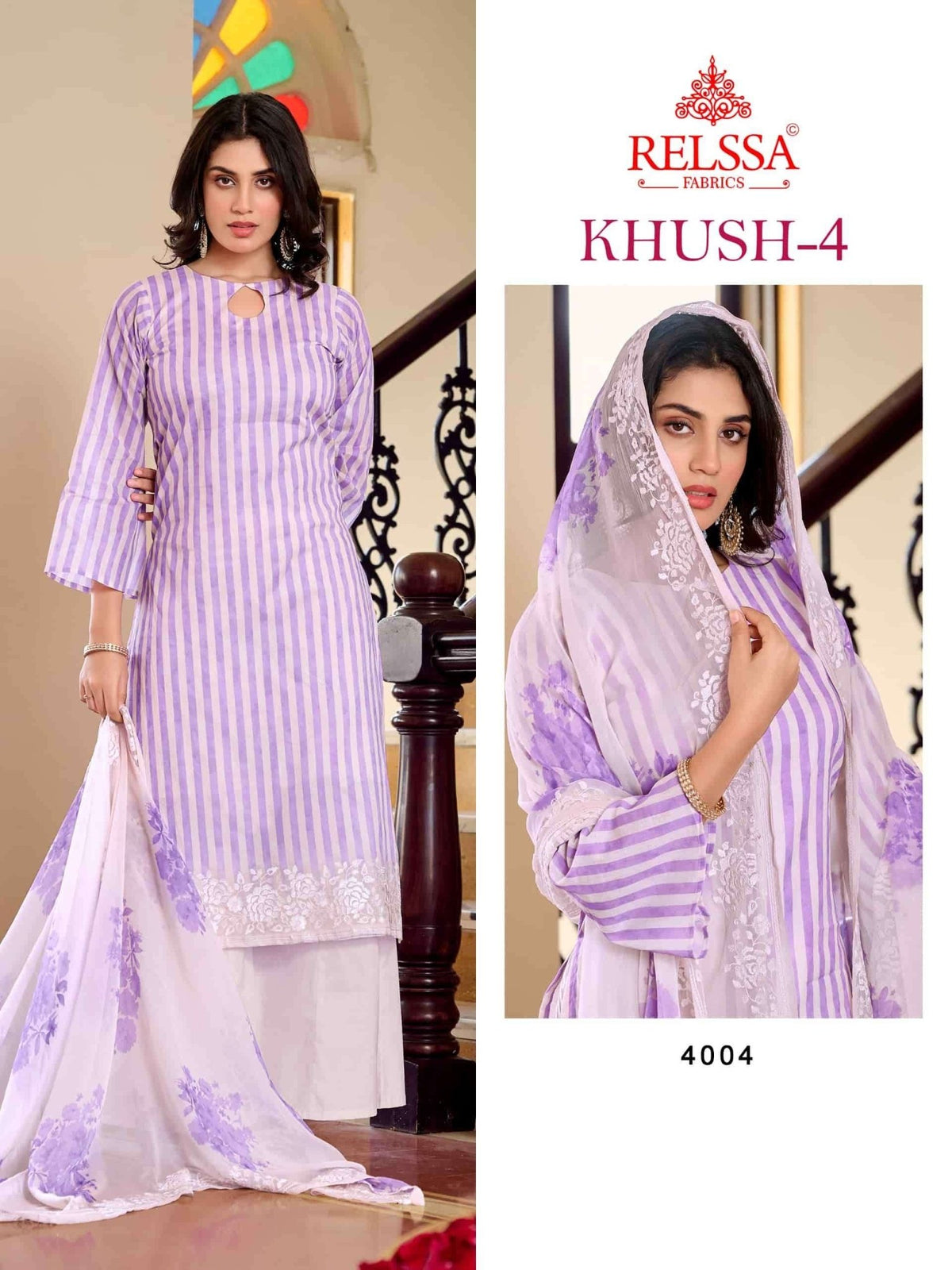 Relssa Fabrics Khush Vol 4 Premium Giza Satin Dress Material - Amrah Wholesale
