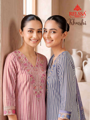 Relssa Fabrics Khushi Premium Muslin Embroidered Dress Material