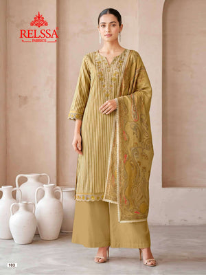 Relssa Fabrics Khushi Premium Muslin Embroidered Dress Material