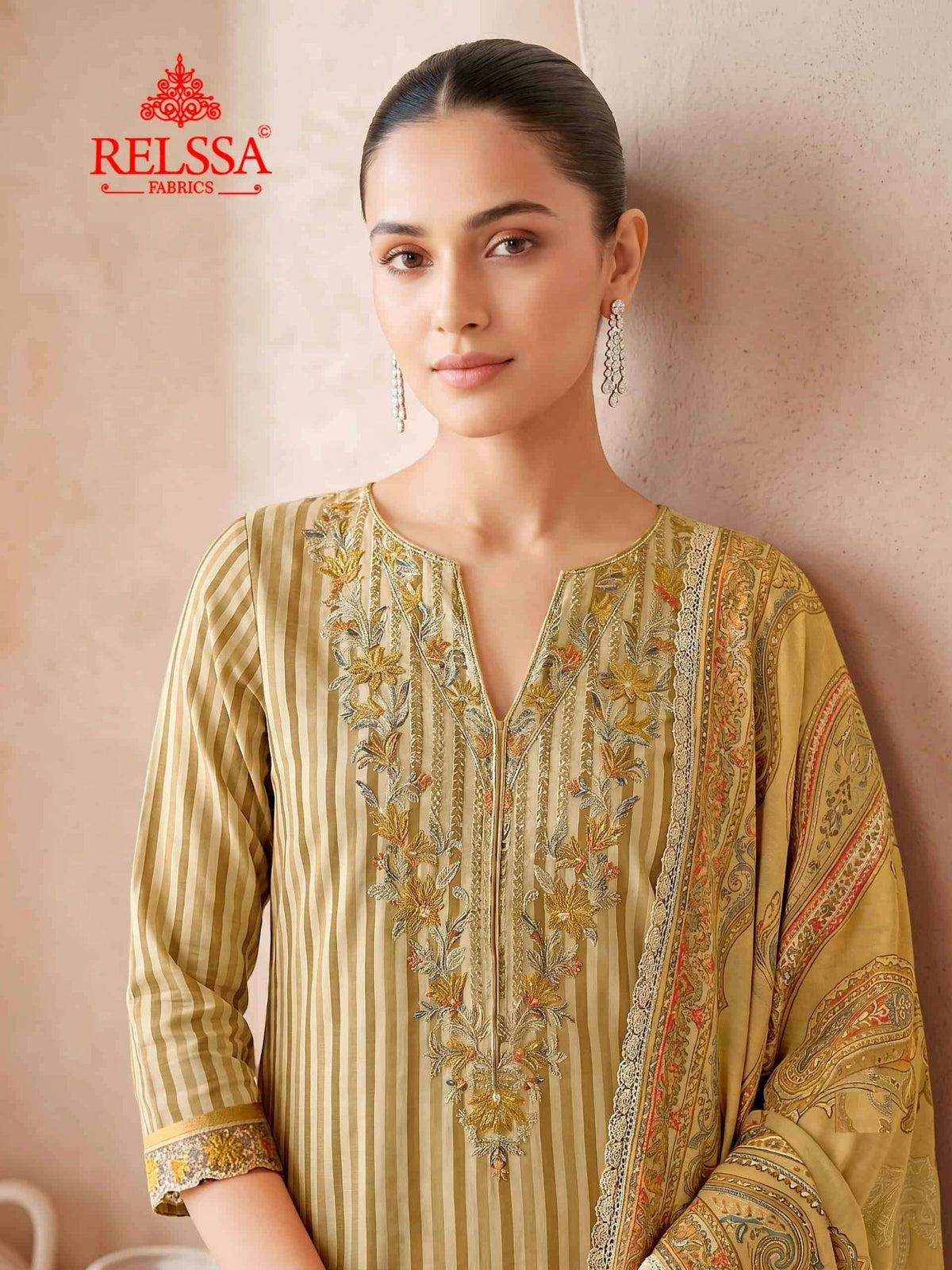 Relssa Fabrics Khushi Premium Muslin Embroidered Dress Material - Amrah Wholesale