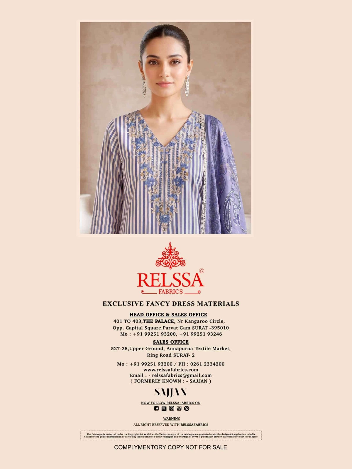 Relssa Fabrics Khushi Premium Muslin Embroidered Dress Material - Amrah Wholesale
