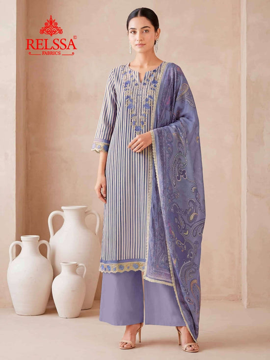 Relssa Fabrics Khushi Premium Muslin Embroidered Dress Material - Amrah Wholesale