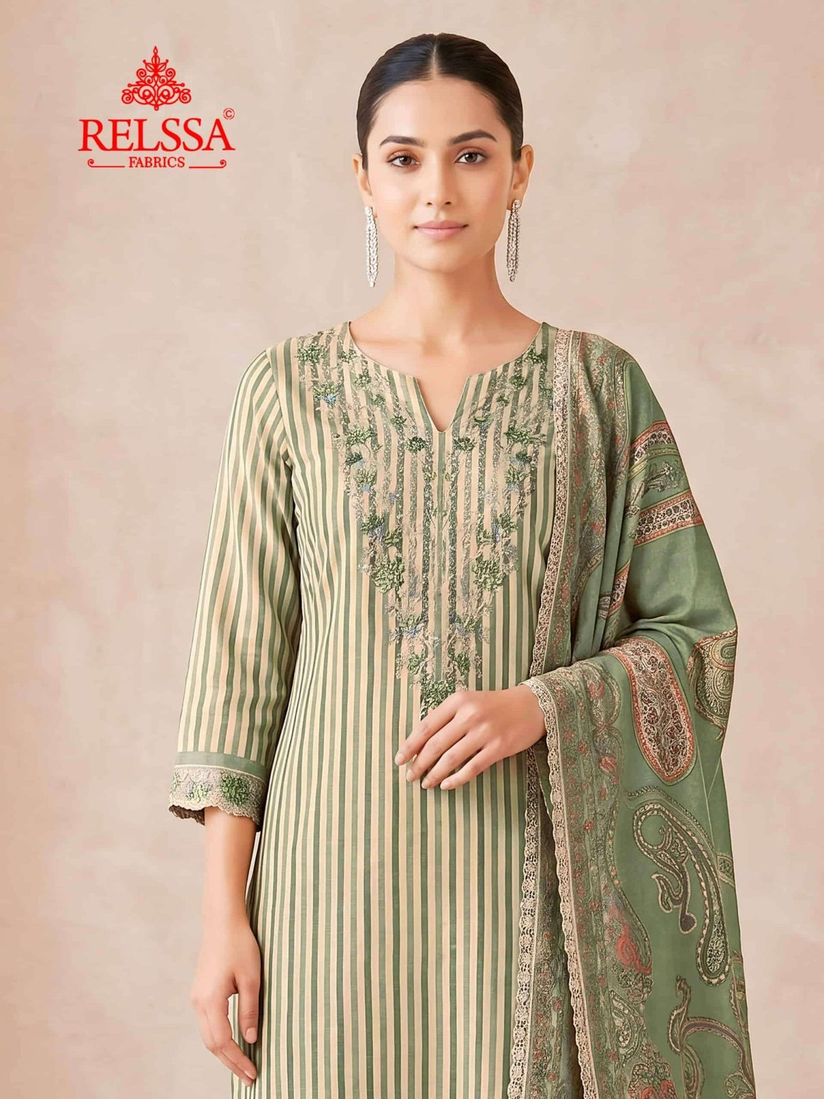 Relssa Fabrics Khushi Premium Muslin Embroidered Dress Material - Amrah Wholesale