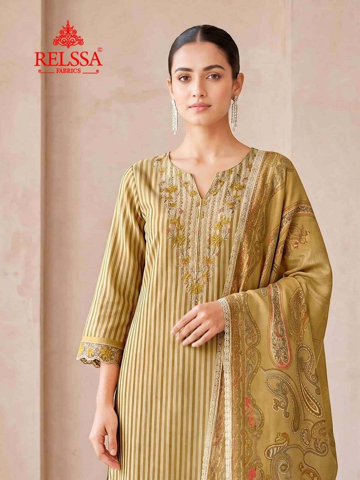 Relssa Fabrics Khushi Premium Muslin Embroidered Dress Material - Amrah Wholesale