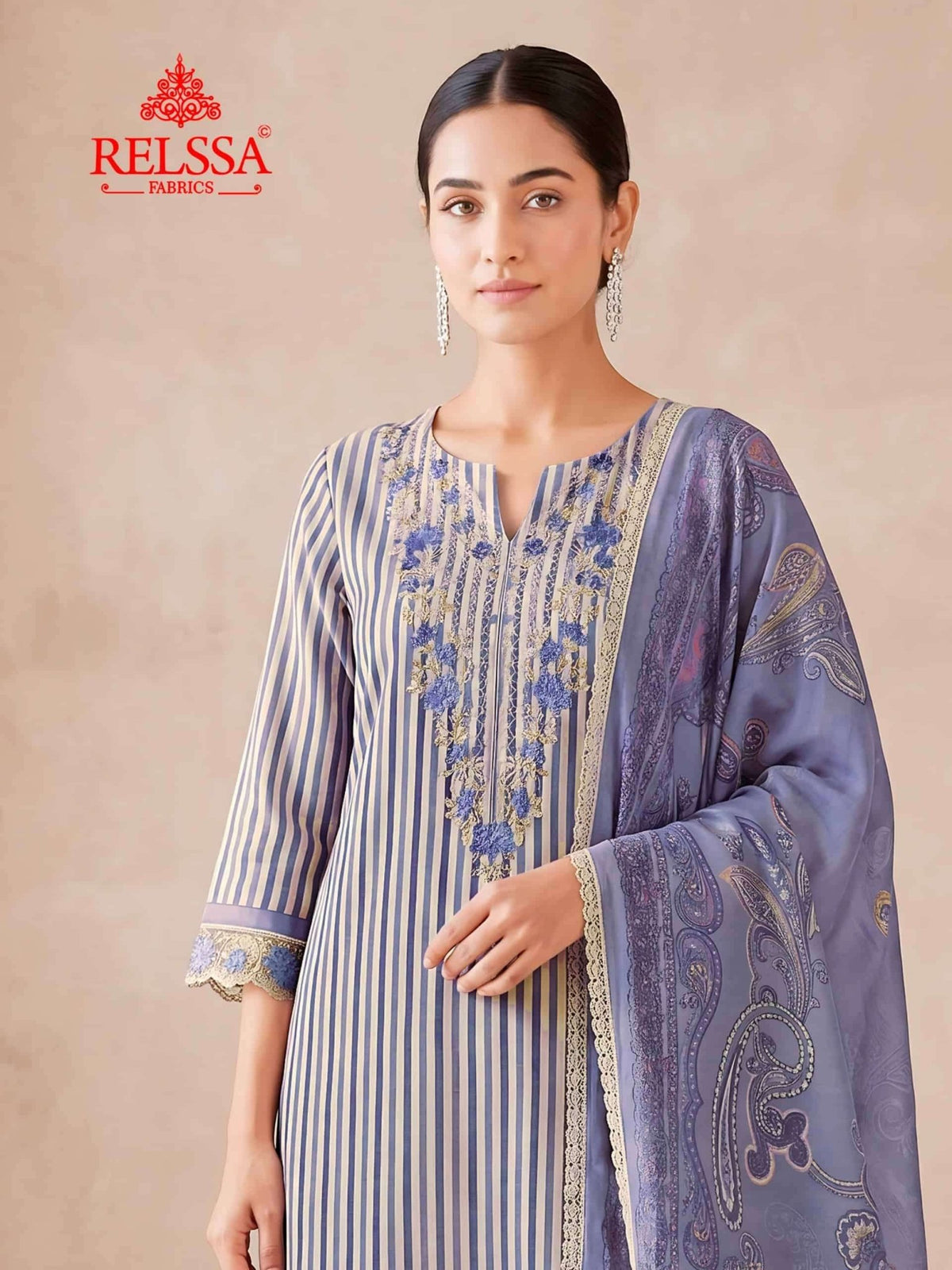 Relssa Fabrics Khushi Premium Muslin Embroidered Dress Material - Amrah Wholesale
