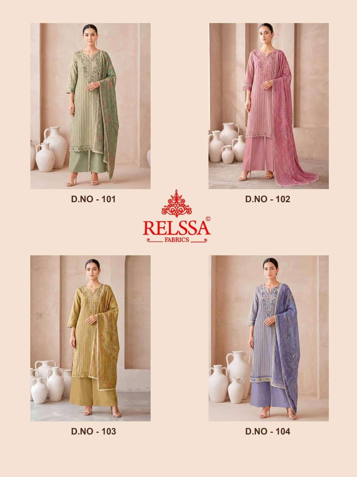 Relssa Fabrics Khushi Premium Muslin Embroidered Dress Material - Amrah Wholesale