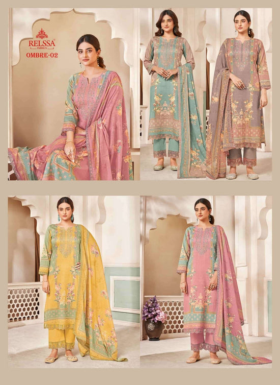Relssa Fabrics Ombre Vol 2 Premium Giza Satin Dress Material - Amrah Wholesale