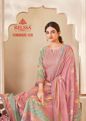 Relssa Fabrics Ombre Vol 2 Premium Giza Satin Dress Material - Amrah Wholesale