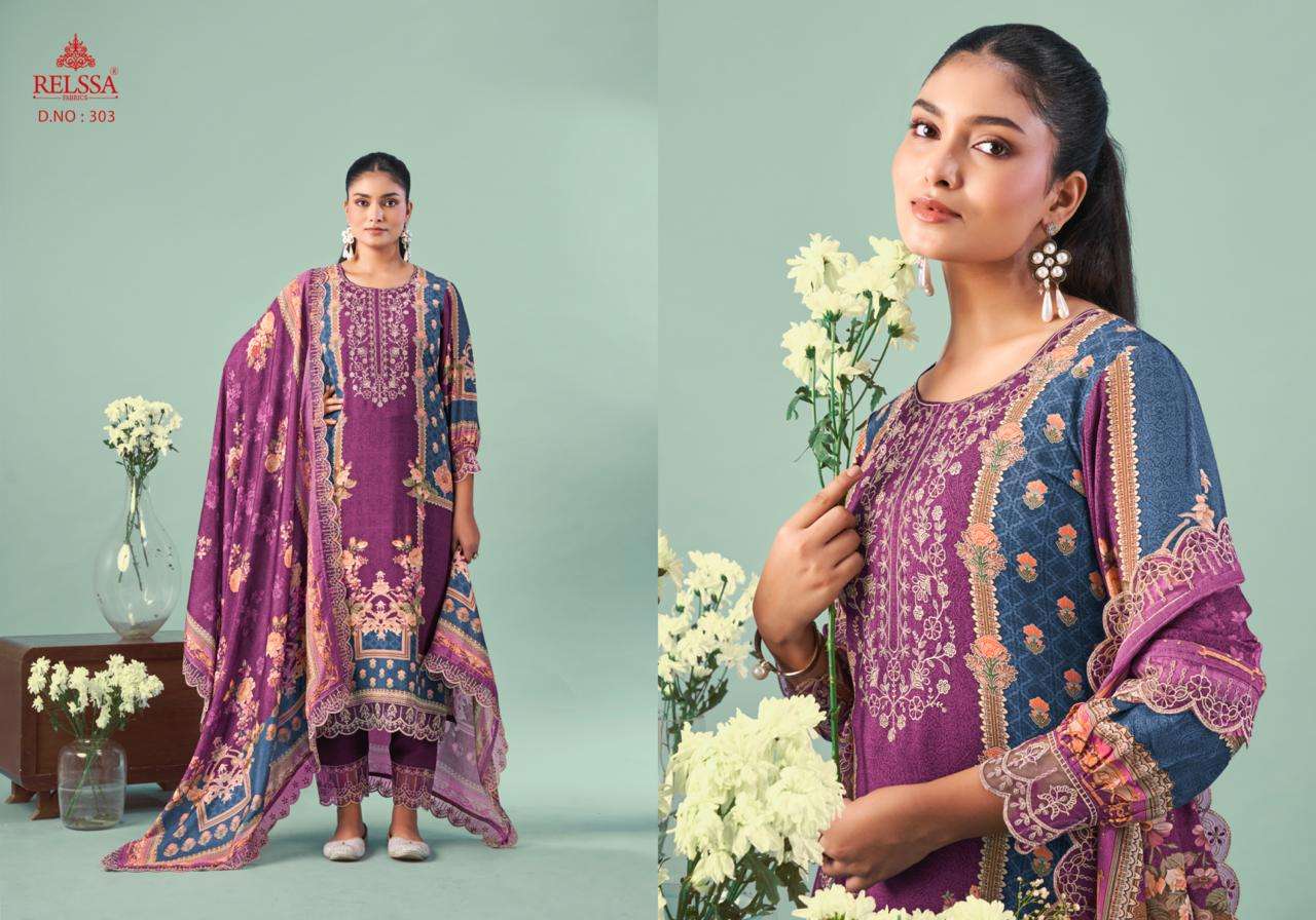 Relssa Fabrics Ombre Vol 3 Pure Cotton Embroidered Dress Material - Amrah Wholesale