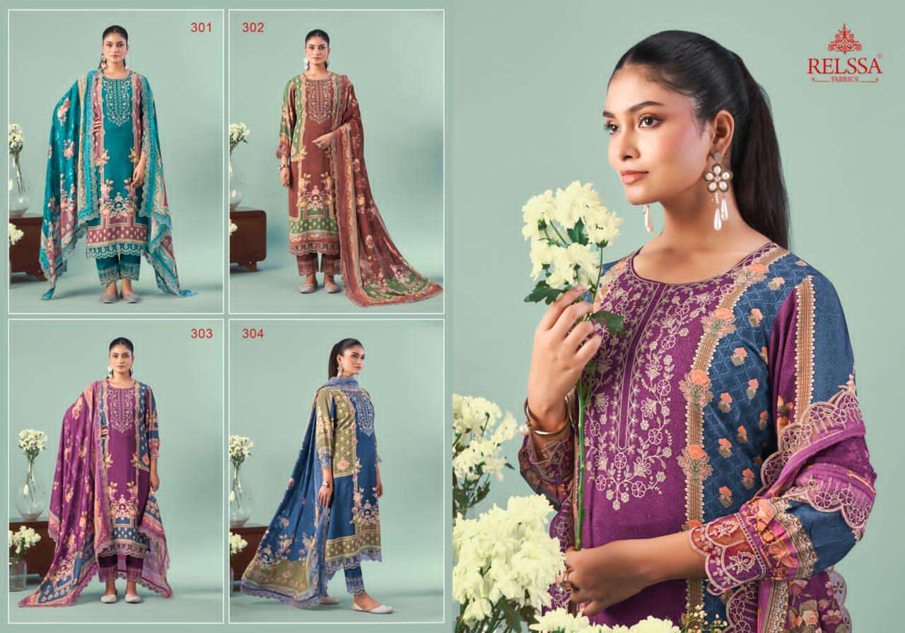 Relssa Fabrics Ombre Vol 3 Pure Cotton Embroidered Dress Material - Amrah Wholesale
