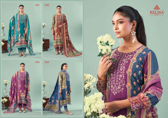Relssa Fabrics Ombre Vol 3 Pure Cotton Embroidered Dress Material - Amrah Wholesale