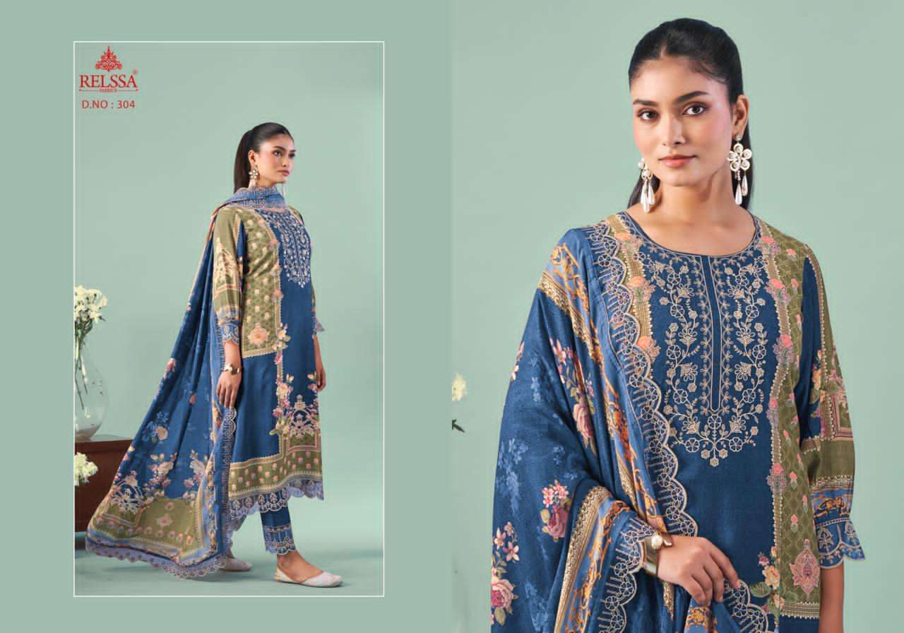 Relssa Fabrics Ombre Vol 3 Pure Cotton Embroidered Dress Material - Amrah Wholesale