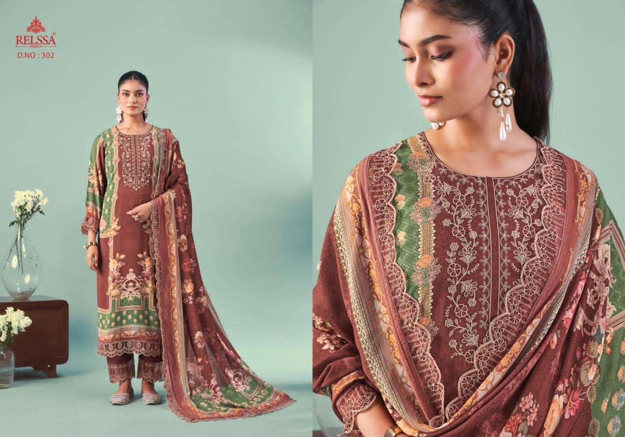 Relssa Fabrics Ombre Vol 3 Pure Cotton Embroidered Dress Material - Amrah Wholesale