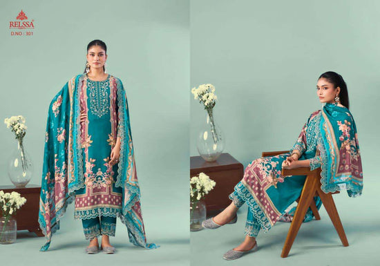 Relssa Fabrics Ombre Vol 3 Pure Cotton Embroidered Dress Material - Amrah Wholesale