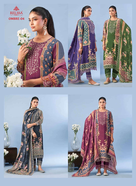 Relssa Fabrics Ombre Vol 4 Digital Printed Cotton Dress Material