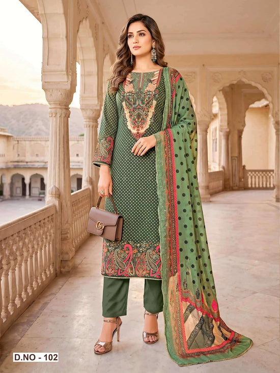 Relssa Fabrics Pallavi Premium Masakali Embroidered Dress Material