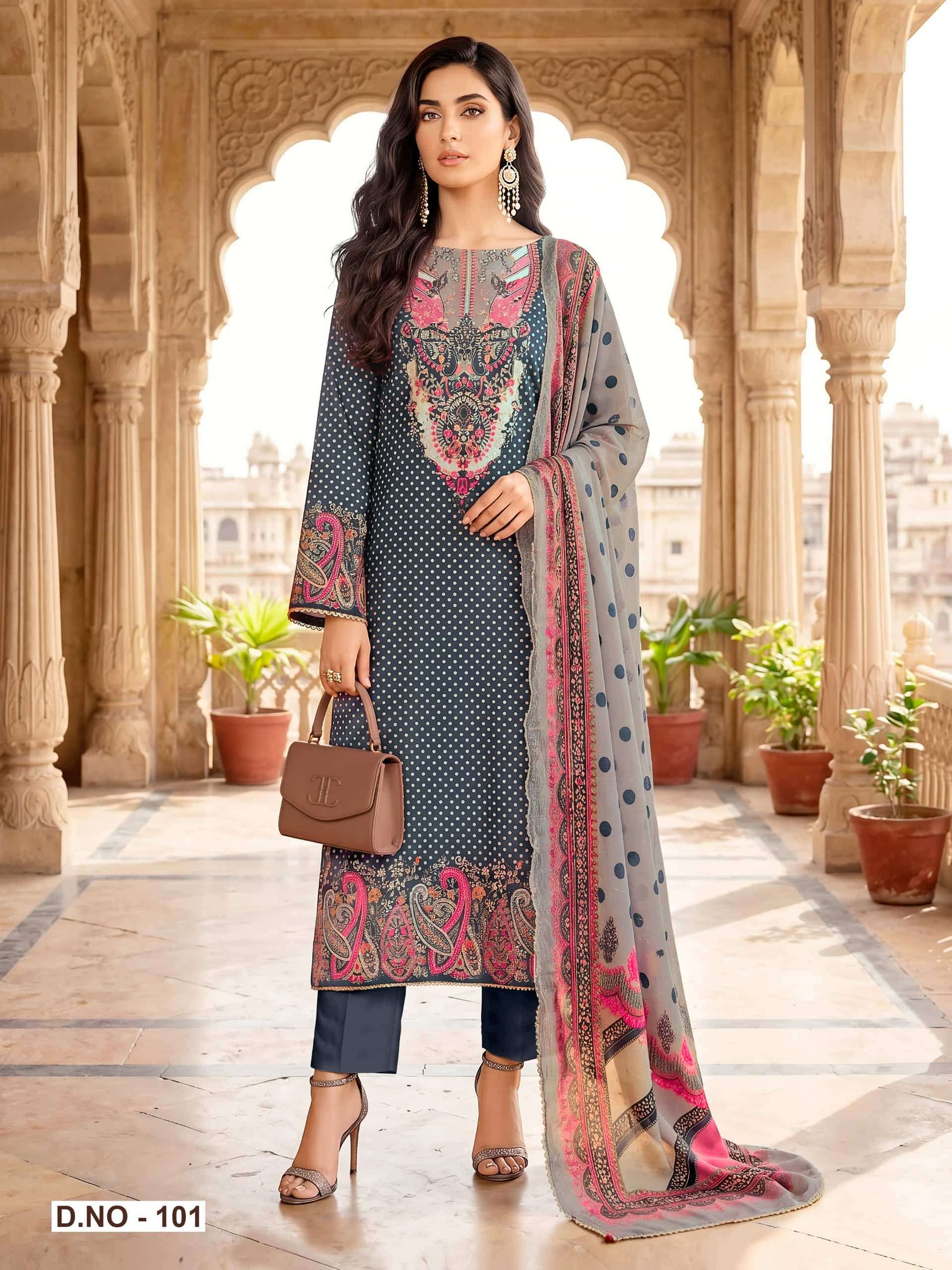 Relssa Fabrics Pallavi Premium Masakali Embroidered Dress Material