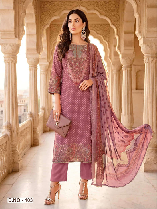 Relssa Fabrics Pallavi Premium Masakali Embroidered Dress Material - Amrah Wholesale