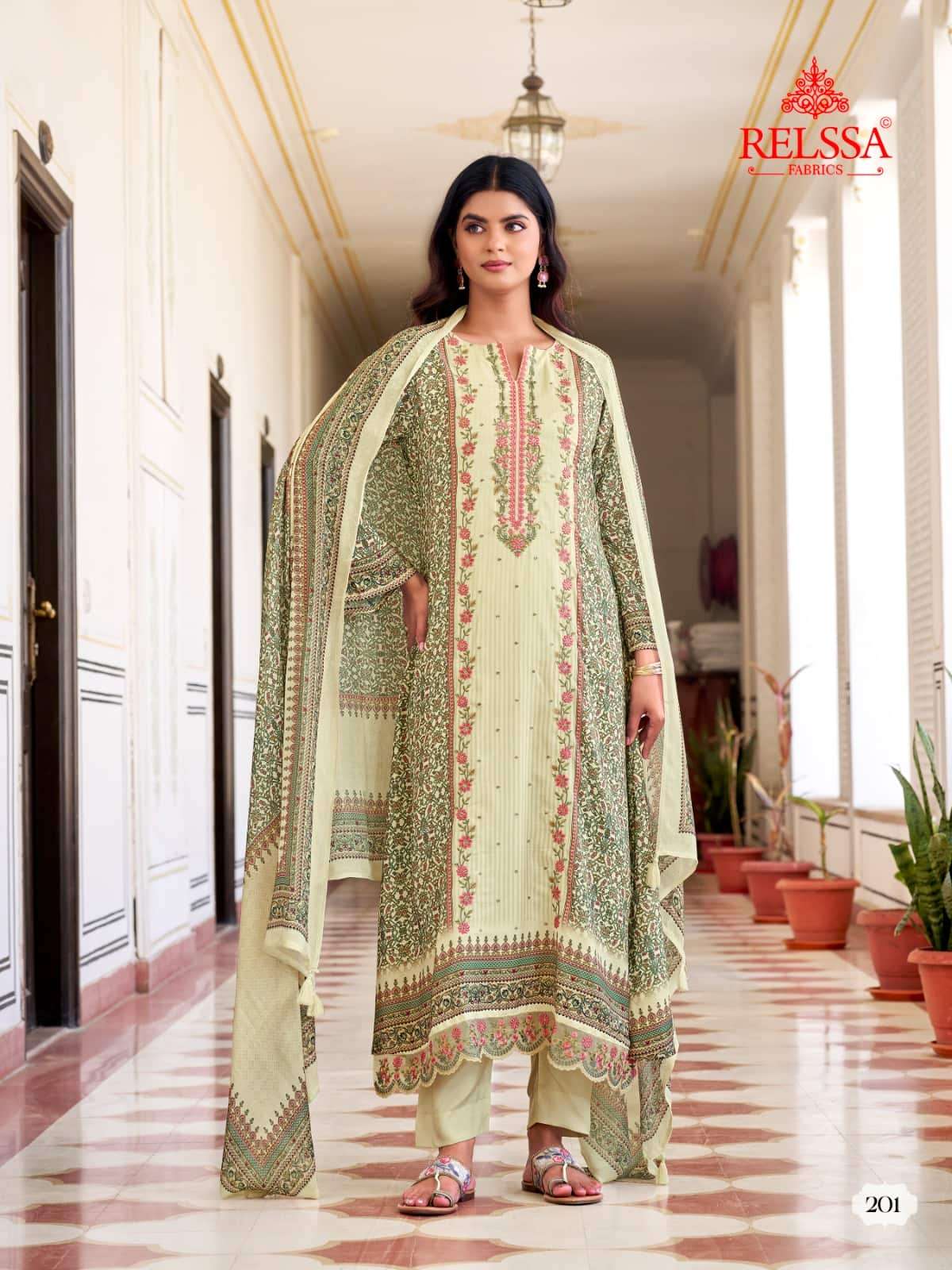 Relssa Fabrics Rooz Vol 2 Fancy Muslin Embroidered Dress Material - Amrah Wholesale