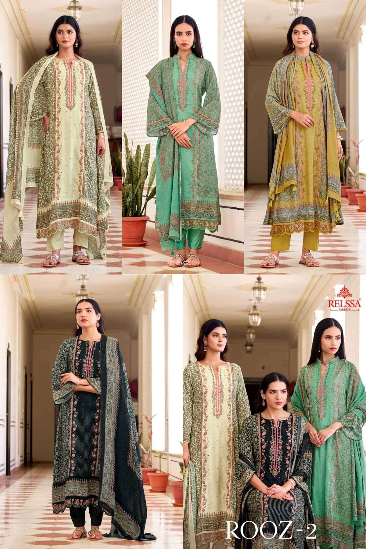 Relssa Fabrics Rooz Vol 2 Fancy Muslin Embroidered Dress Material - Amrah Wholesale