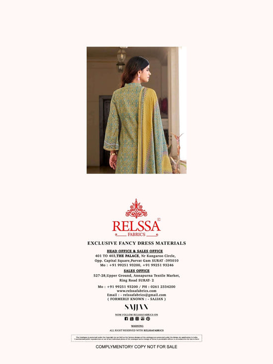 Relssa Fabrics Rooz Vol 2 Fancy Muslin Embroidered Dress Material - Amrah Wholesale