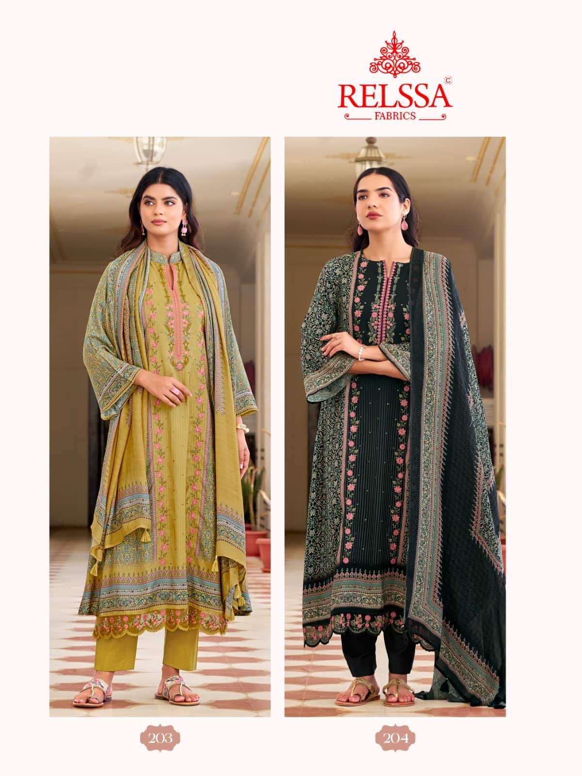 Relssa Fabrics Rooz Vol 2 Fancy Muslin Embroidered Dress Material - Amrah Wholesale