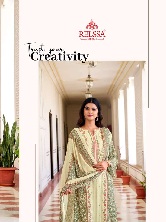 Relssa Fabrics Rooz Vol 2 Fancy Muslin Embroidered Dress Material - Amrah Wholesale