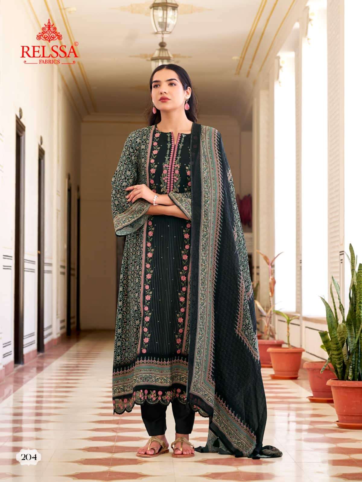 Relssa Fabrics Rooz Vol 2 Fancy Muslin Embroidered Dress Material - Amrah Wholesale