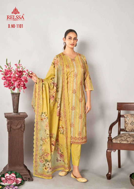 Relssa Fabrics Rubi Vol 11 Cotton Embroidered Dress Material - Amrah Wholesale