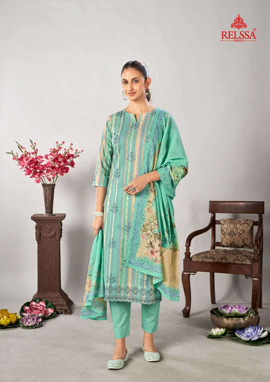 Relssa Fabrics Rubi Vol 11 Cotton Embroidered Dress Material - Amrah Wholesale