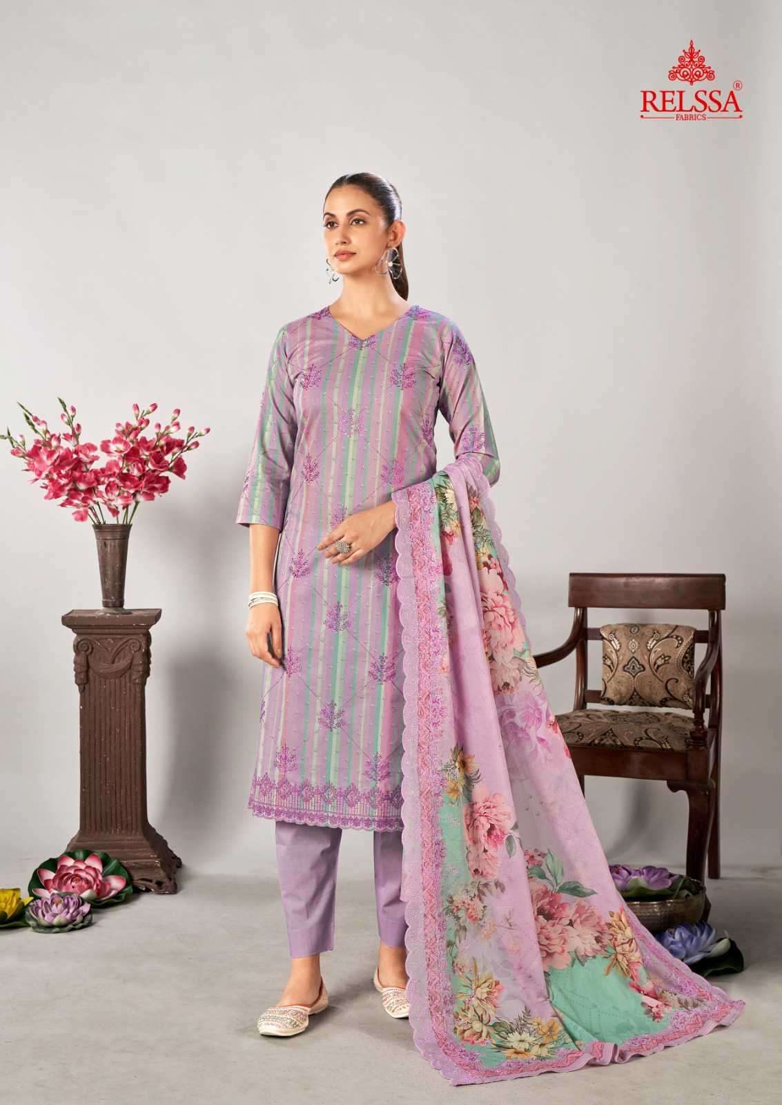 Relssa Fabrics Rubi Vol 11 Cotton Embroidered Dress Material - Amrah Wholesale