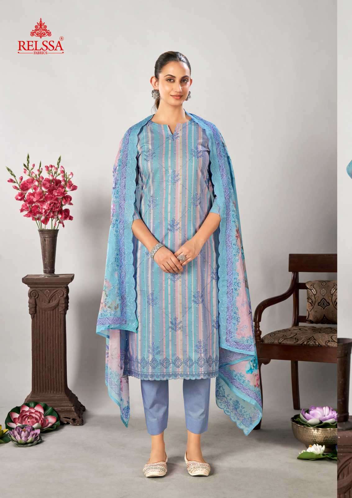 Relssa Fabrics Rubi Vol 11 Cotton Embroidered Dress Material - Amrah Wholesale