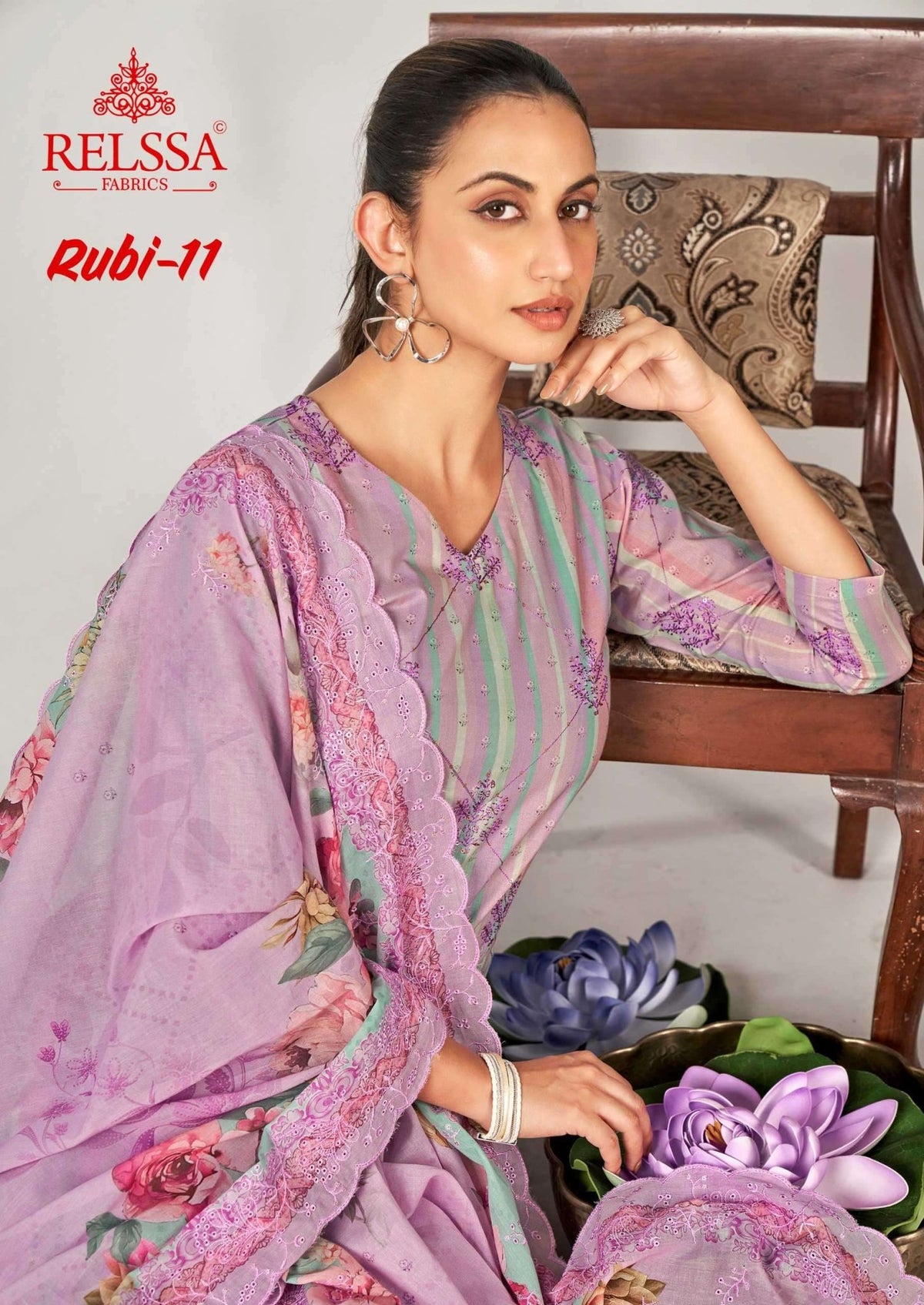 Relssa Fabrics Rubi Vol 11 Cotton Embroidered Dress Material - Amrah Wholesale