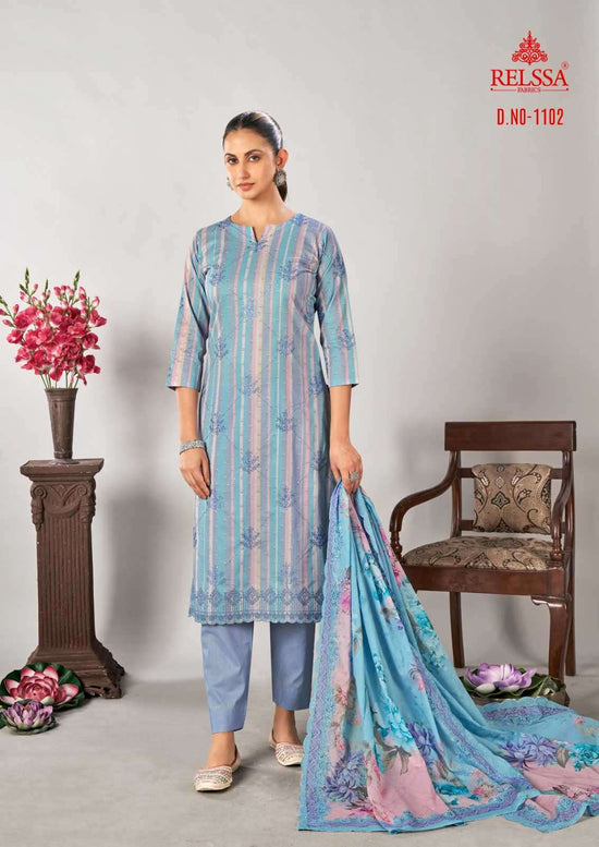 Relssa Fabrics Rubi Vol 11 Cotton Embroidered Dress Material - Amrah Wholesale