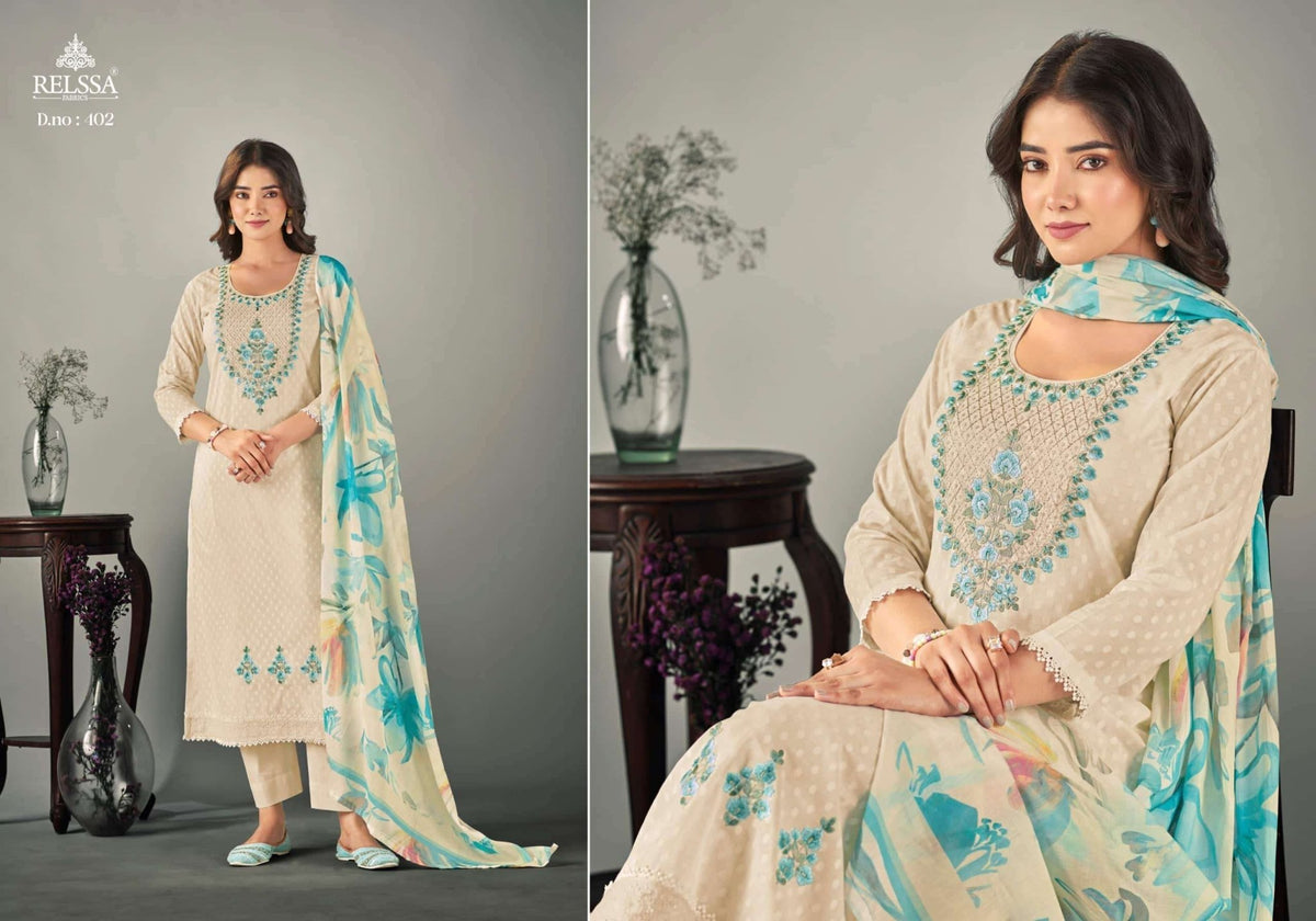 Relssa Fabrics Shalin Vol 4 Cotton Lawn Dress Material - Amrah Wholesale