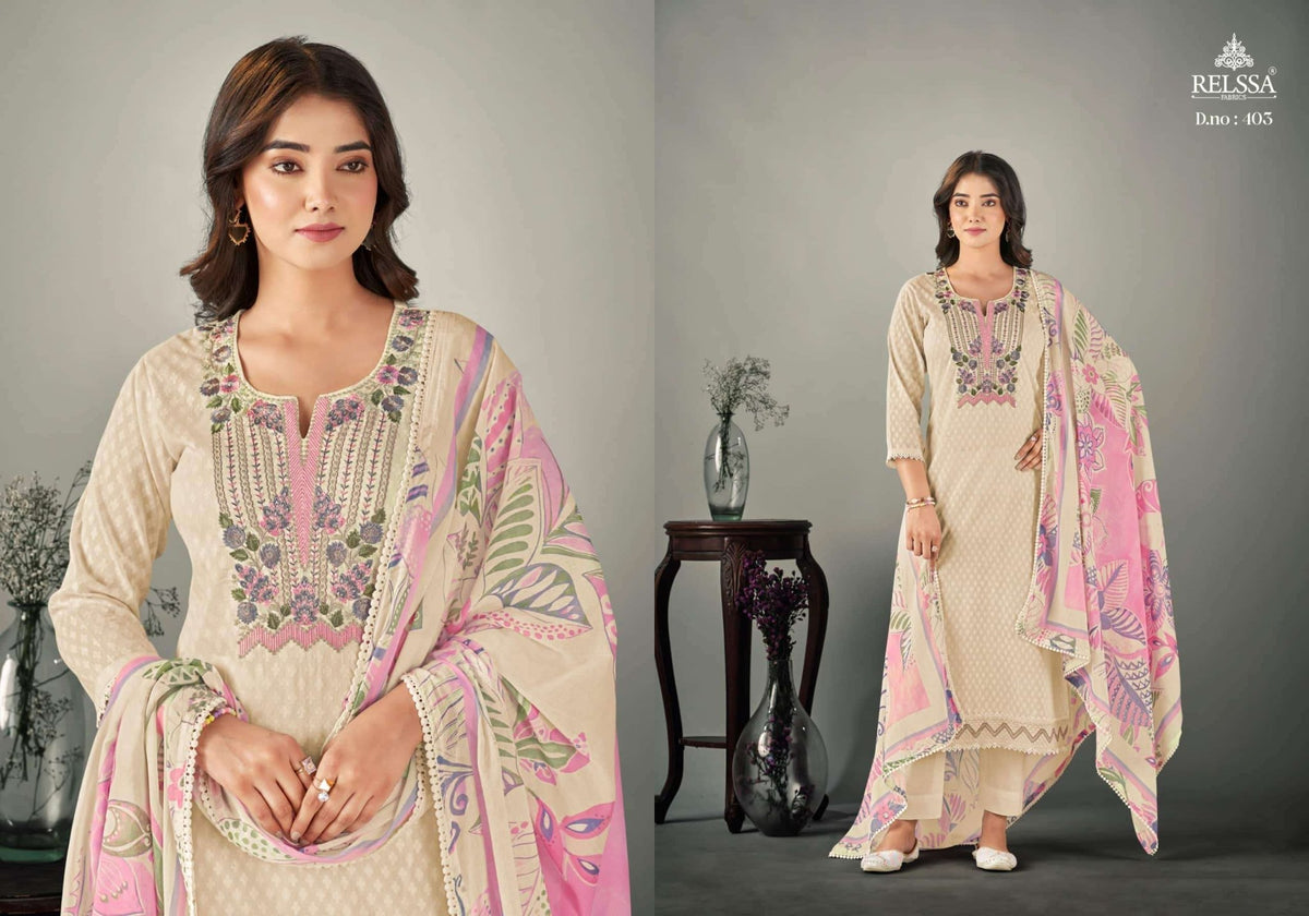 Relssa Fabrics Shalin Vol 4 Cotton Lawn Dress Material - Amrah Wholesale