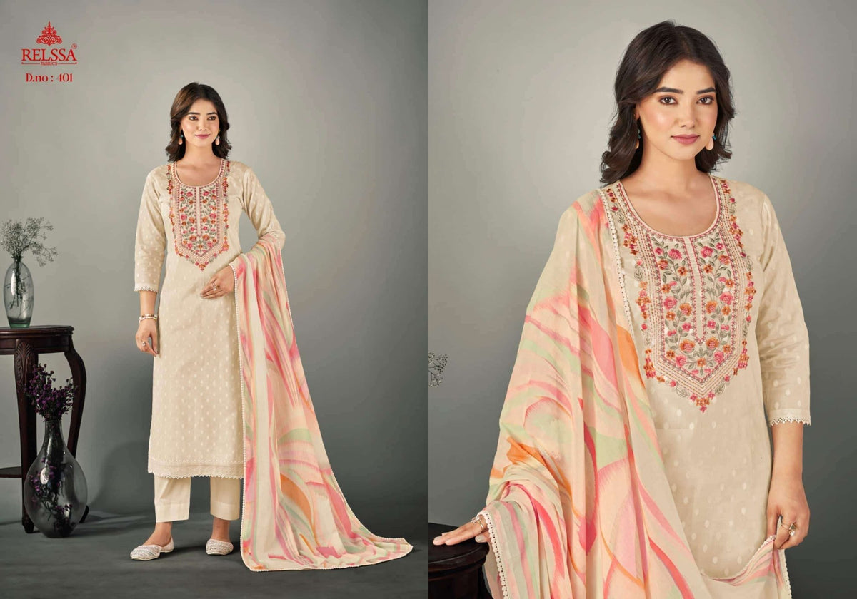 Relssa Fabrics Shalin Vol 4 Cotton Lawn Dress Material - Amrah Wholesale