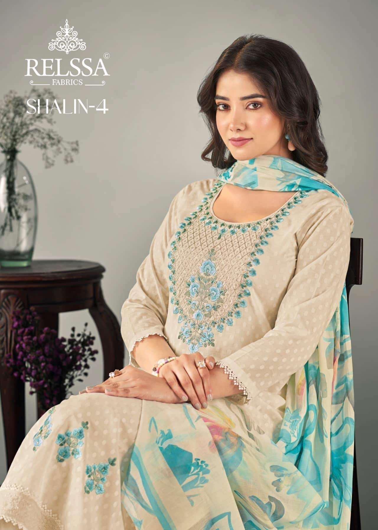 Relssa Fabrics Shalin Vol 4 Cotton Lawn Dress Material