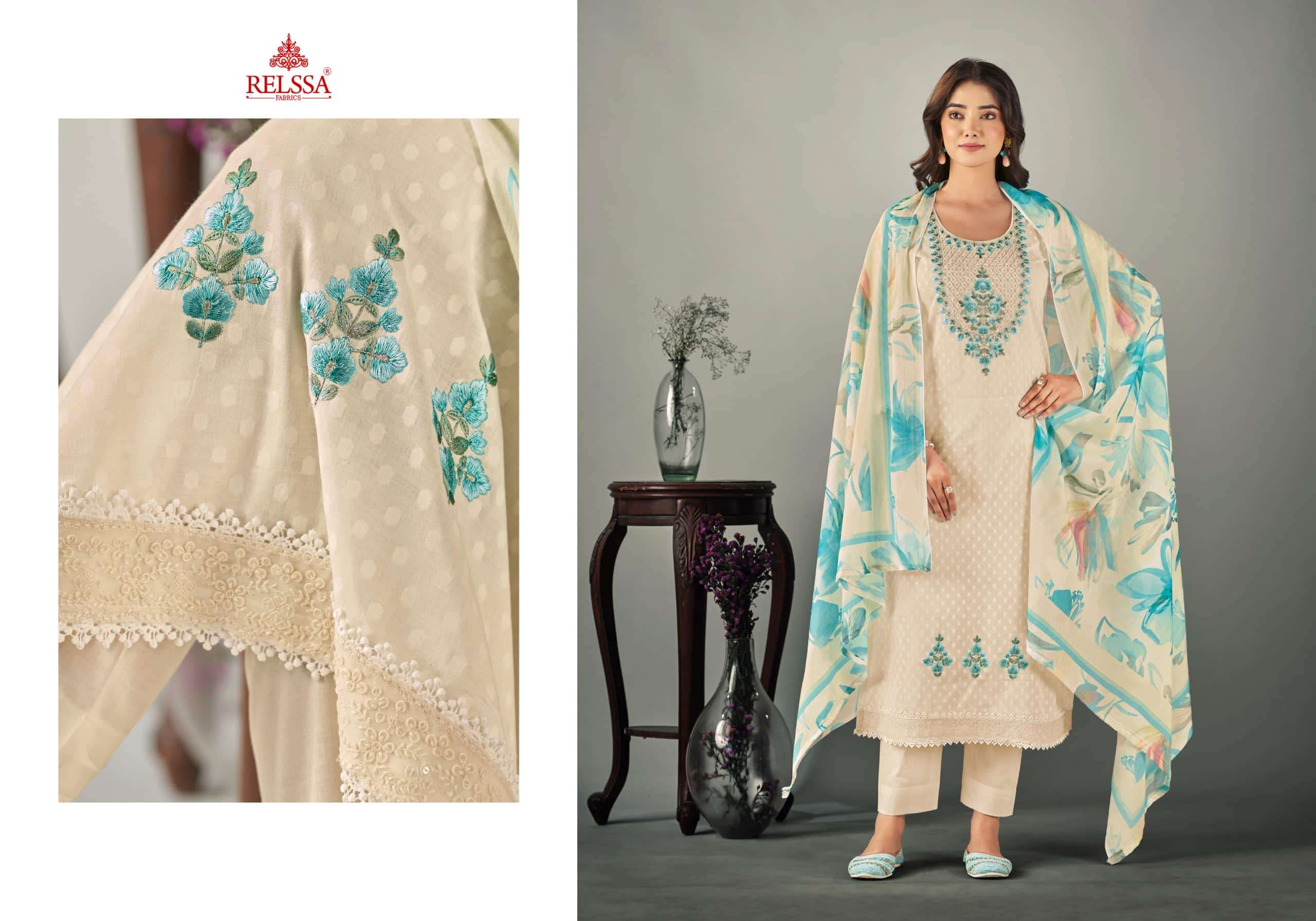 Relssa Fabrics Shalin Vol 4 Cotton Lawn Dress Material