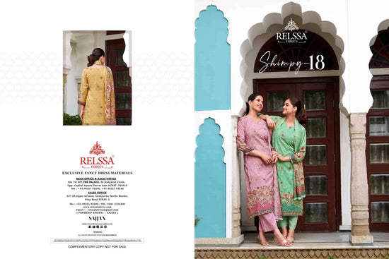 Relssa Fabrics Shimpy Vol 18 Muslin Embroidered Dress Material - Amrah Wholesale