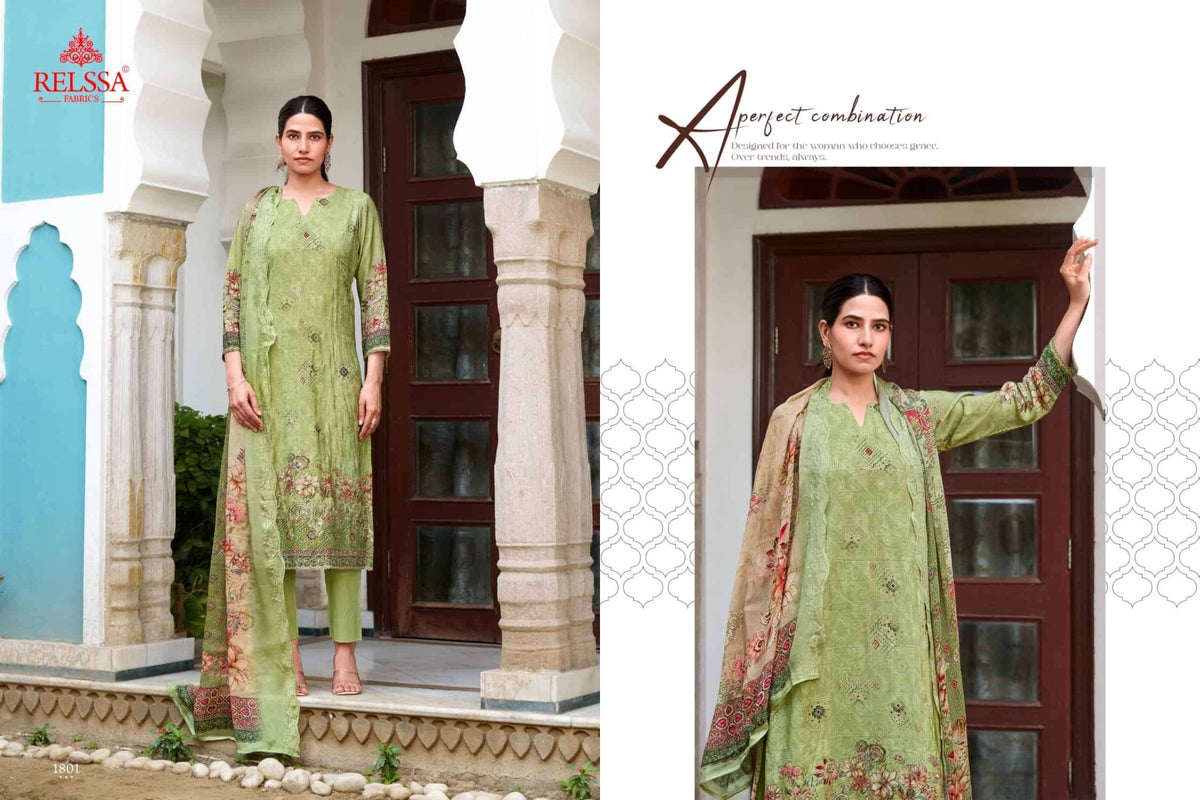 Relssa Fabrics Shimpy Vol 18 Muslin Embroidered Dress Material - Amrah Wholesale