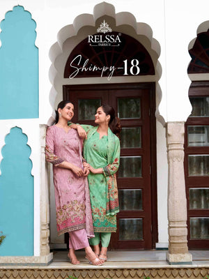 Relssa Fabrics Shimpy Vol 18 Muslin Embroidered Dress Material