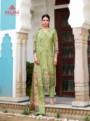Relssa Fabrics Shimpy Vol 18 Muslin Embroidered Dress Material