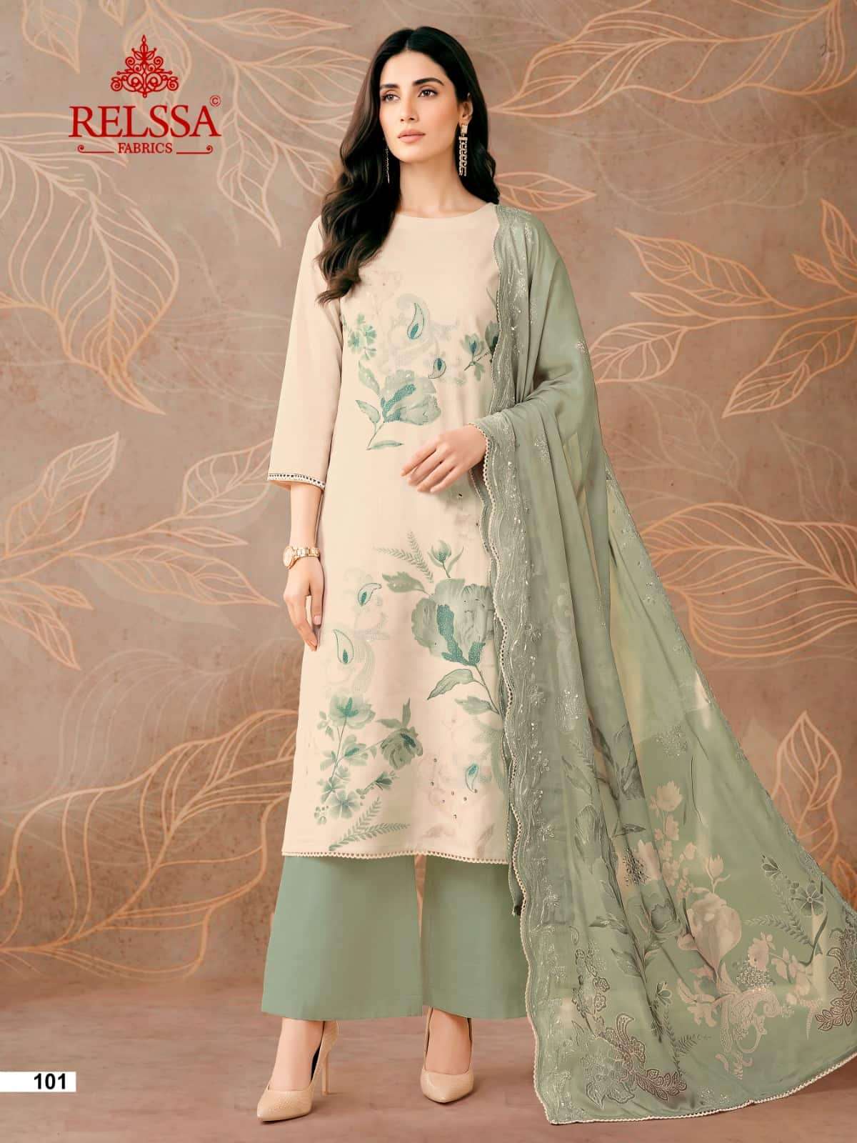 Relssa Fabrics Zoya Pashmina Woolen Dress Material