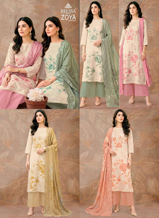 Relssa Fabrics Zoya Pashmina Woolen Dress Material